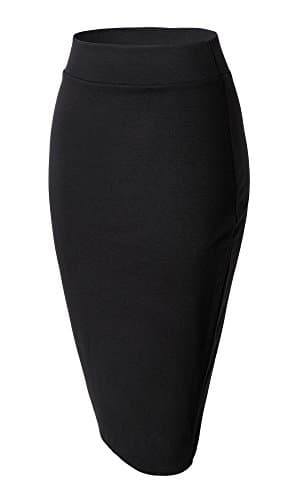 Urban CoCo Women's Stretch Waist Midi Pencil Skirt — Black