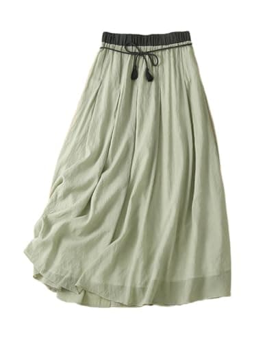 Lightweight Linen Skirts for Women Summer Vintage Style — Green