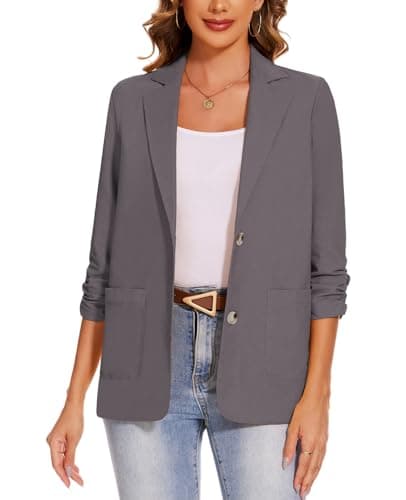 MINTLIMIT Women's Lightweight Cotton Linen Blazer Jackets — Grey