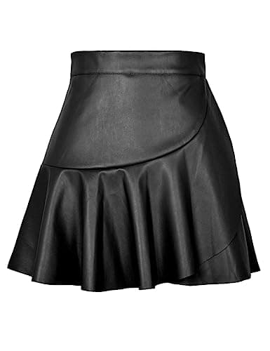 High Waisted Leather Mini Skirt for Women