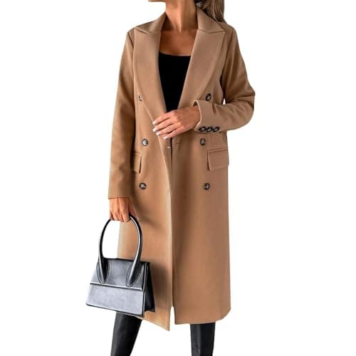 Beko Women's Slim Fit Windproof Trench Coat Wool Blend — X001-khaki