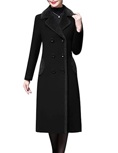 Women's Wool Peacoat with Fur Collar by IDEALSANXUN