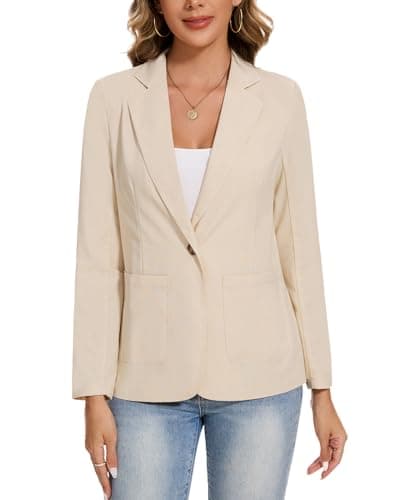 MINTLIMIT Women's Linen-Cotton Blazer Jacket with Pockets