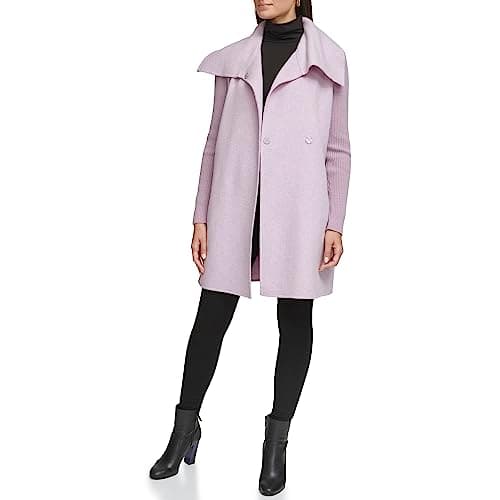 Kenneth Cole Women's Wool Blend Military Overcoat — Oversized Collar Lilac