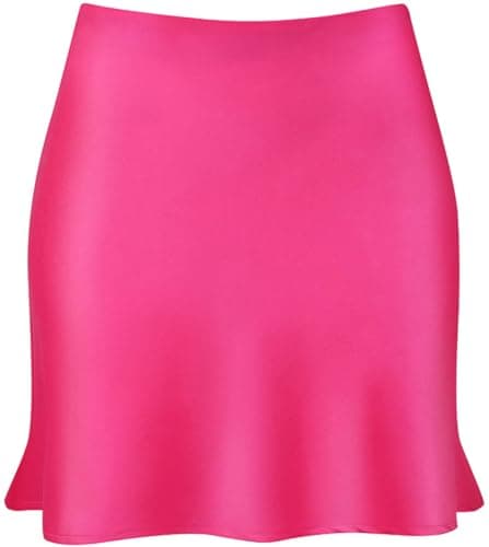 Women's Reaowazo Satin High Elastic Ruffle Waist Short Skirt — A-rose Red
