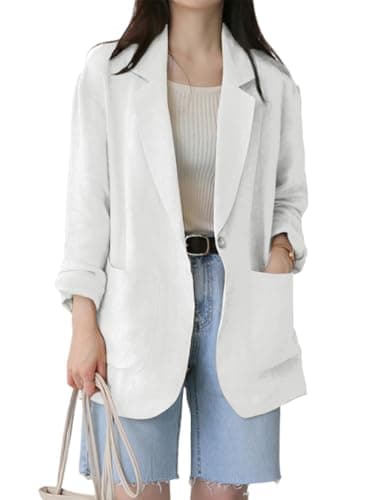 Lightweight Linen Blazer for Women — White