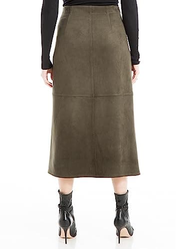 Women's Elastic High Waisted Casual Midi Skirt