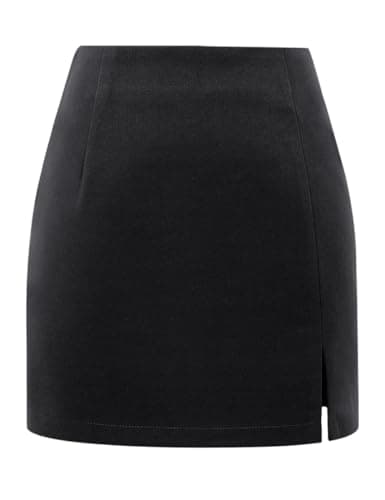 High Waisted Wool Plaid Mini Skirt with Slit for Women by IDEALSANXUN