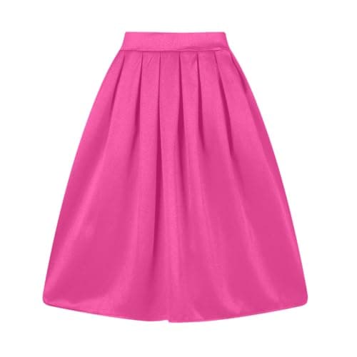 Taydey Vintage Pleated A-Line Skirts for Women — Rose Red