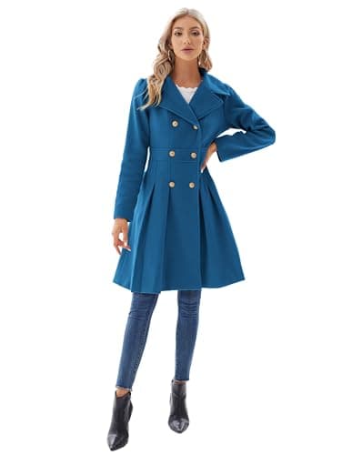 GRACE KARIN Women's Trench Coat Notch Lapel Double Breasted Pea Coat Jacket
