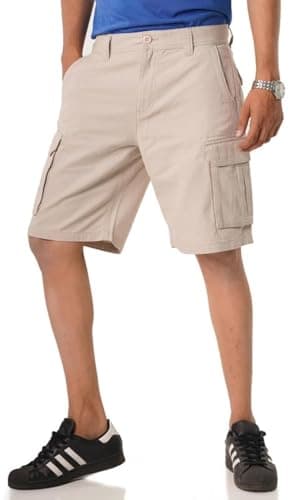 Alamo Men's Regular Fit 100% Cotton Heavy Duty Cargo Shorts — Stone