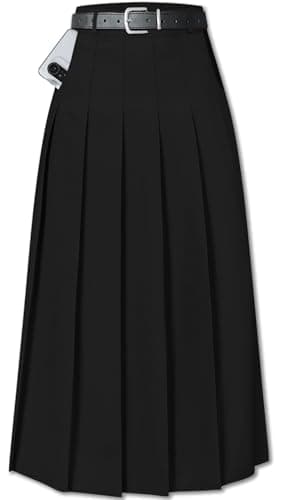 Sangtree Girls A-Line Pleated High Waist Fashion Skirt — Black