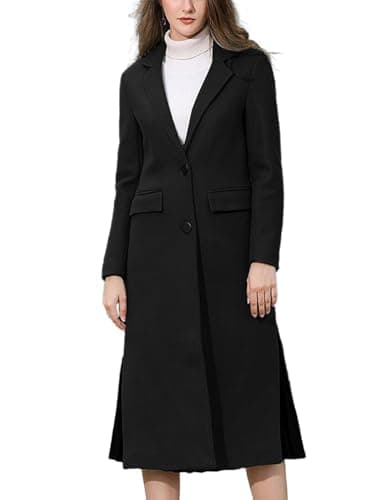IDEALSANXUN Women's Long Wool Trench CoatFall Winter Dressy Coat with Slits