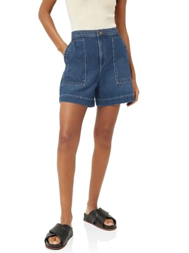 PLNOTME Women's High-Waisted Wide Leg Denim Shorts with Pockets
