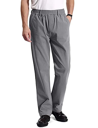 Casual Elastic Waist Twill Pants for Men by IDEALSANXUN — Dark Grey