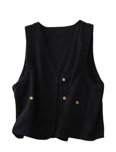 Linen Sleeveless Vest for Women Casual Lightweight Summer Blazer