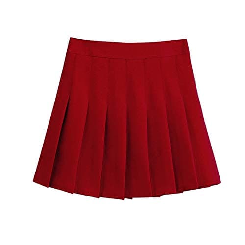 ZHANCHTONG Women's High Waist A-Line Pleated Mini Tennis Skirt — Red
