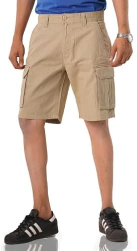 Alamo Men's Regular Fit 100% Cotton Heavy Duty Cargo Shorts — Beige