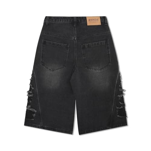 IDEWO Y2K Vintage Baggy Jean Shorts Wide Leg Denim Grunge Pants