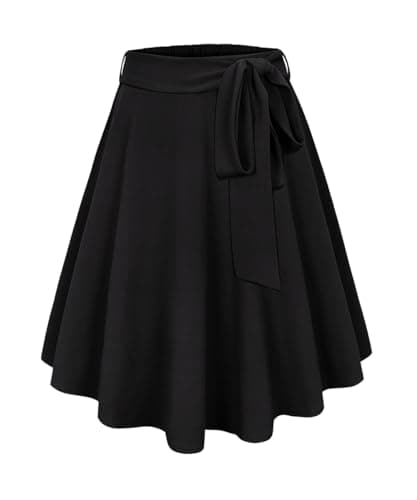 RITERA Plus Size Flared Casual Mini Skater Skirt/Pleated Plaid XL-5XL — A1-black