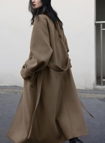 Chouyatou Women's Winter Hidden Single-breasted Wool Overcoat
