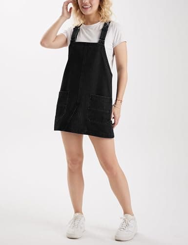 Xuehaya Women's Casual Denim Overalls Adjustable Strap Rompers