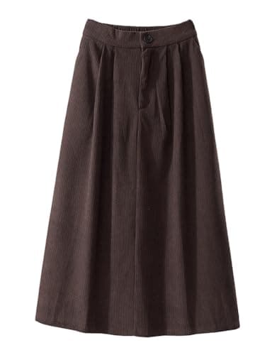 IDEALSANXUN High-Waisted Wool Midi Skirt for Women