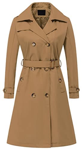 Chrisuno Women's Long Trench Coat with Belt and Hood