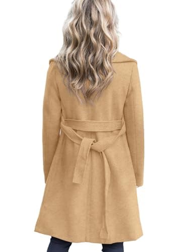 Fazortev Women's Winter Pea Coat with Big Lapel and Pockets