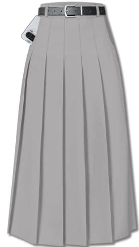 Sangtree Girls A-Line Pleated High Waist Fashion Skirt — Light Grey