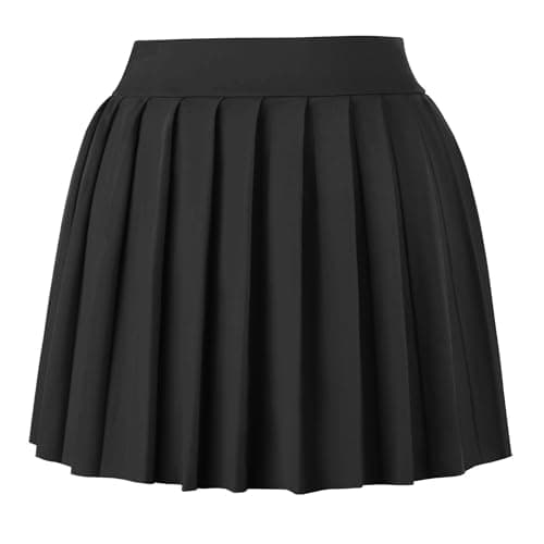 COOUFE Women's Sexy Pleated Mini Skater A-line Skirt — Black