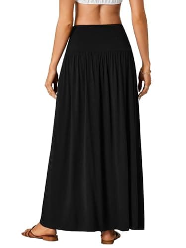 Vrtige Women's High-Waist Flowy A-Line Maxi Skirt with Pockets
