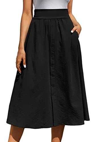 Kate Kasin Women's High Waist Midi Skirt with Pockets