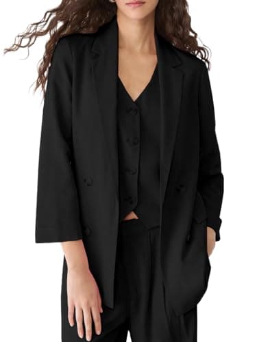 IDEALSANXUN Lightweight Oversized Linen Blazer Suit Jacket