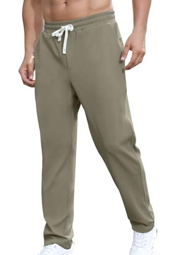 Aiyino Men's Casual Elastic Waist Jogger Pants with Pockets — Amygreen