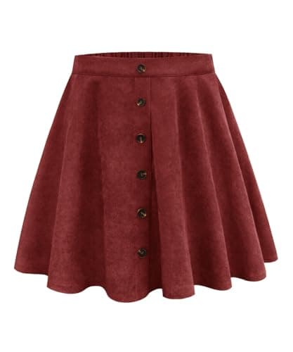 RITERA Plus Size Flared Casual Mini Skater Skirt/Pleated Plaid XL-5XL — 01-chocolate Red