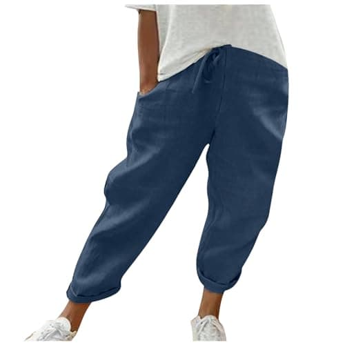 Cotton Linen Bermuda Shorts Elastic Waist Cargo Shorts — 018