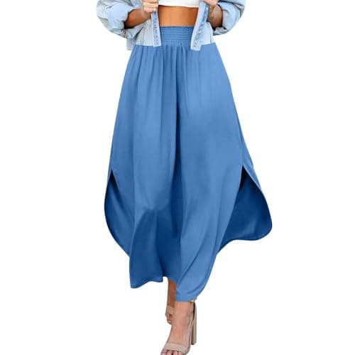 JJHAEVDY Women's Elastic Maxi Skirt with Pockets — Blue