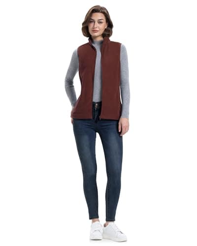 Women's Lightweight Warm Polar Fleece Vest with Zip Pockets for Winter