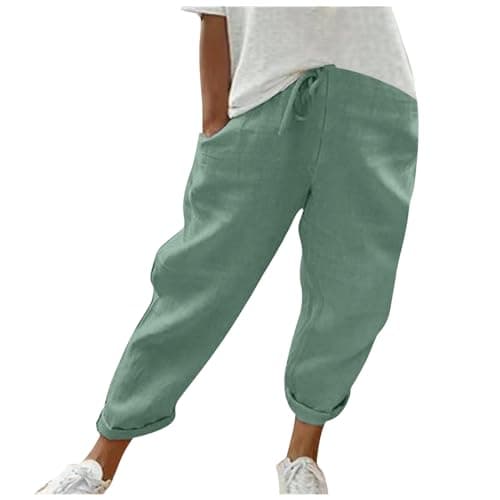 Cotton Linen Bermuda Shorts Elastic Waist Cargo Shorts — 025