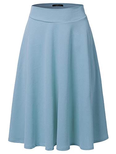 SSOULM Plus Size High Waist Flare Midi Skirt — Ssk004_chambray