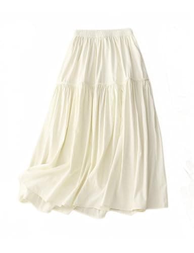 Linen Skirts for Women Elastic High Waisted Vintage Summer Midi Skirts