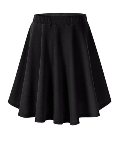 RITERA Plus Size Flared Casual Mini Skater Skirt/Pleated Plaid XL-5XL — L1-black