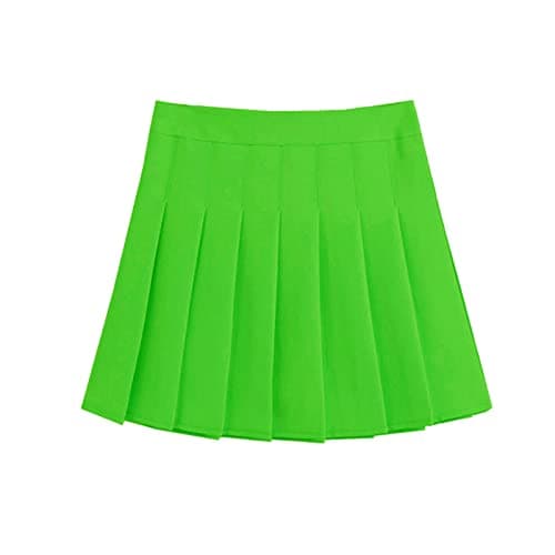 ZHANCHTONG Women's High Waist A-Line Pleated Mini Tennis Skirt — Fluorescent Green