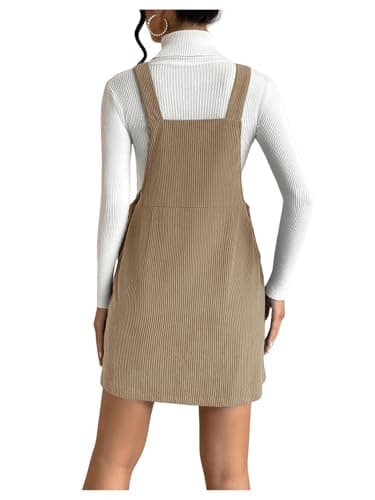 Milumia Women's Corduroy Button Front Mini Pinafore Dress with Pocket