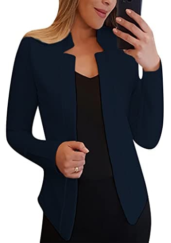 BOFETA Women's Lightweight Long Sleeve Open Front Business Blazer — Navy