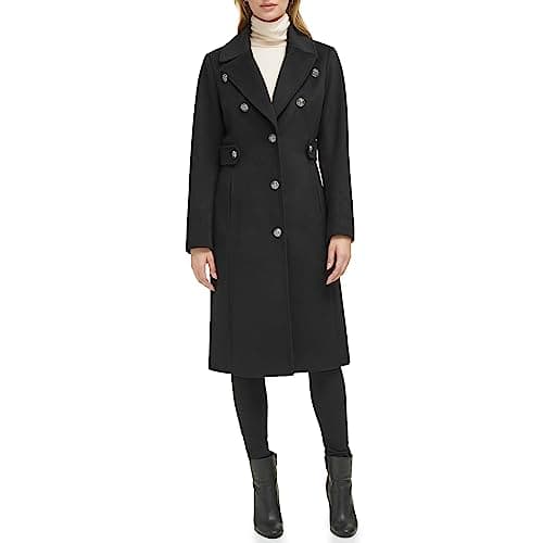 Kenneth Cole Women's Wool Blend Military Overcoat — Military Black