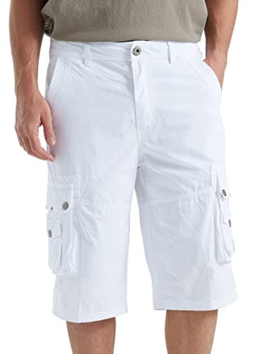 Best South Men's Comfortable Twill Cargo Shorts with Multiple Pockets — White