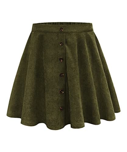 RITERA Plus Size Flared Casual Mini Skater Skirt/Pleated Plaid XL-5XL — 01-solid Dark Green