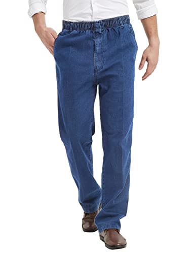 Men's Elastic Waist Jeans — Light Blue